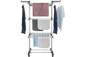 Bigzzia Four-Tier Stainless Steel Large Drying Rack for Maximum Drying Space