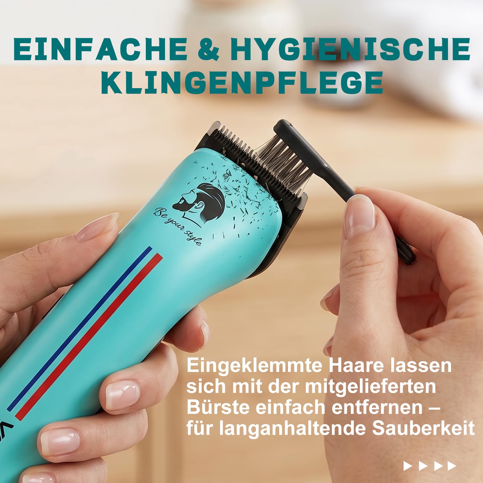 VGR 160 Haarschneidemaschine Profi Mit Klinge aus Keramikmetall, Grün | Clipper Haarschneider mit Rückenverstellung, Profi Haarschneidemaschine mit Batterie Ersetzenm, Hair Clipper mit Lagerbasis