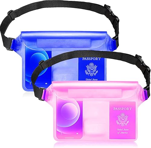 GLBSUNION IPX8 Bolsa impermeable con correa de cintura ajustable, pantalla táctil bolsa seca con cinturón ajustable para teléfono objetos de valor