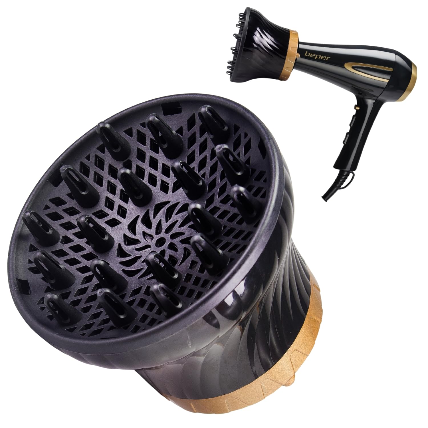 Beper C301ABE001 - Universal hair dryer diffuser, diffuser for curly and wavy hair, no frizzy hair, suitable for all hair dryers, diameter from 3.5 to 8 cm