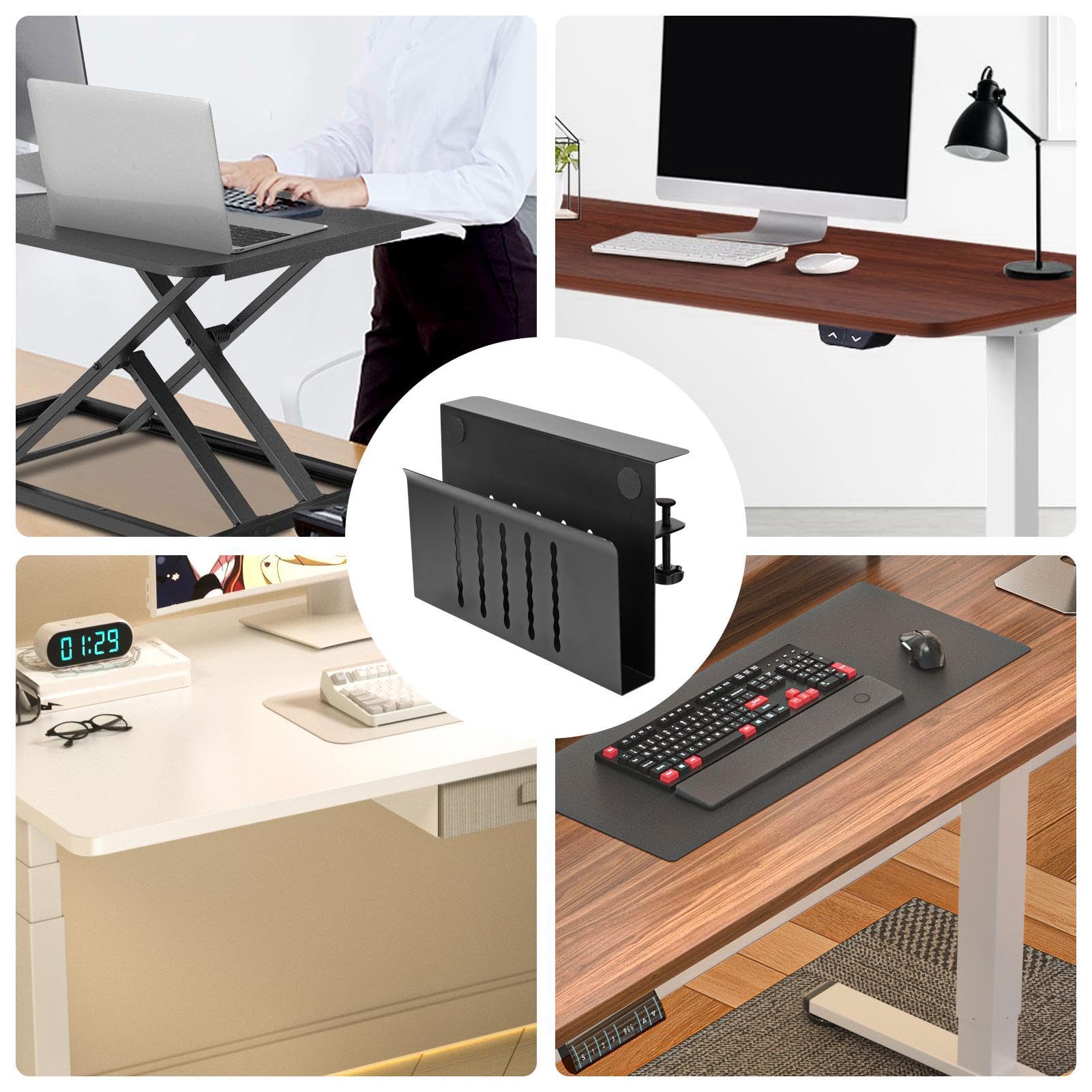 Boczny uchwyt na laptopa, metalowy zacisk organizer na biurko | wielofunkcyjny organizer na biurko, na laptopa na biurko, przenośny rozpraszający ciepło, boczny do