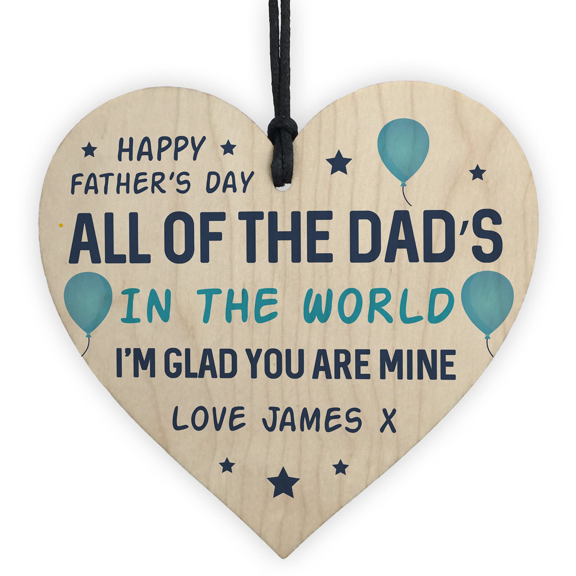 Thank You Gift For Dad On Fathers Day Personalised Wood Heart Daughter Son Gift
