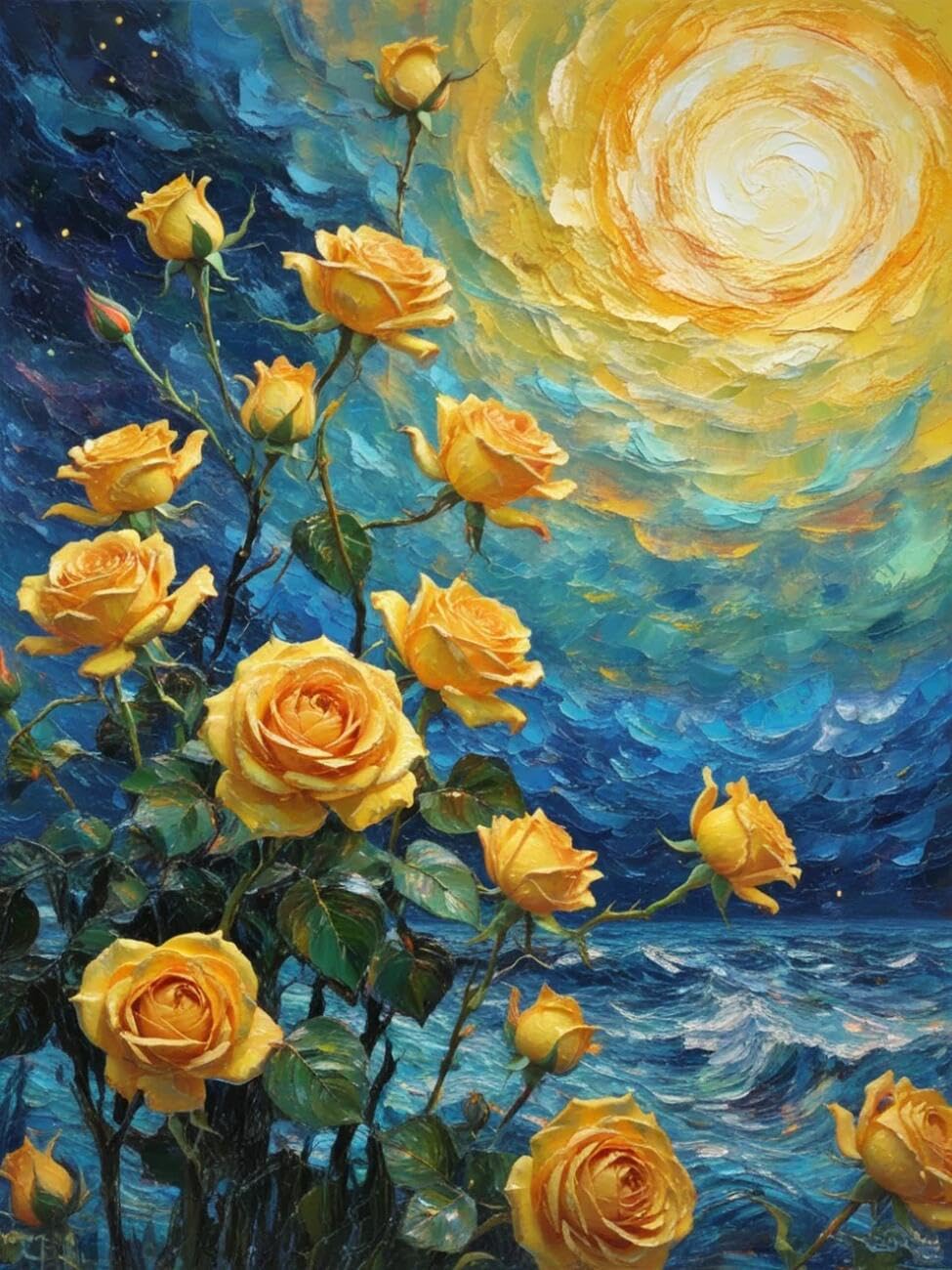 Henypt Cross Stitch Kit Fantasy Rose Flowers DIY Embroidery Kit for Adults Beginners with Accessories Handmade DIY/Gifts 14CT 50x70cm