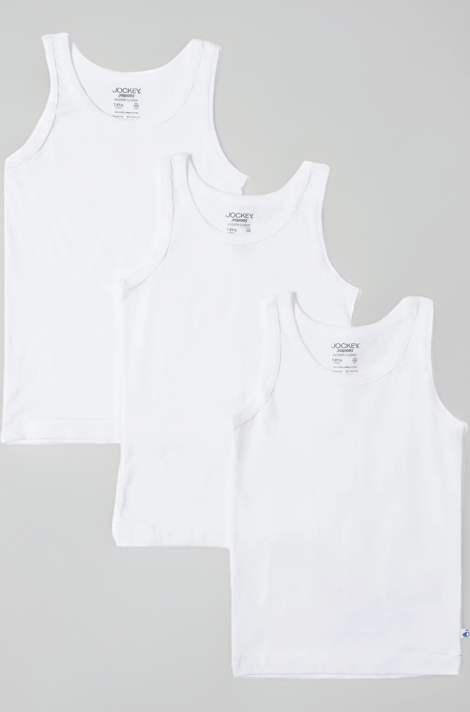 3320 Boy's Super Combed Cotton Regular Fit Round Neck Sleeveless Vest (Pack of 3)