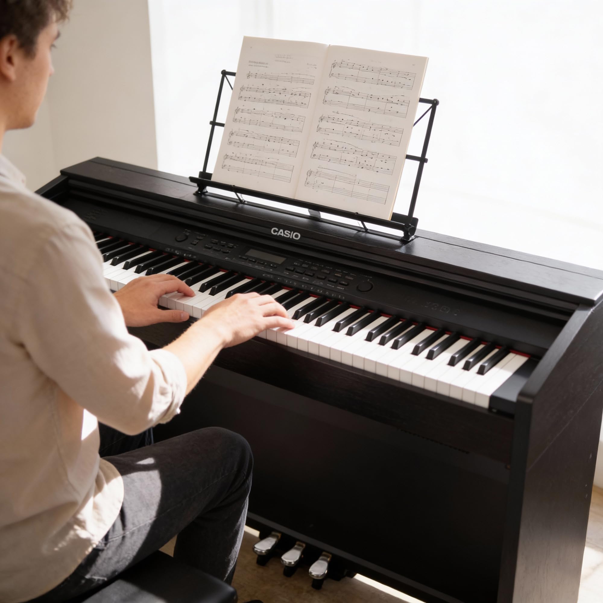 Casio Privia PX870BK Pianoforte Digitale a 88 Tasti - Nero Pacchetto con Pedale Sustain, Copertura, Cavo, Lezioni di Pianoforte Online, Video Didattico Austin Bazaar e Panno per Lucidatura