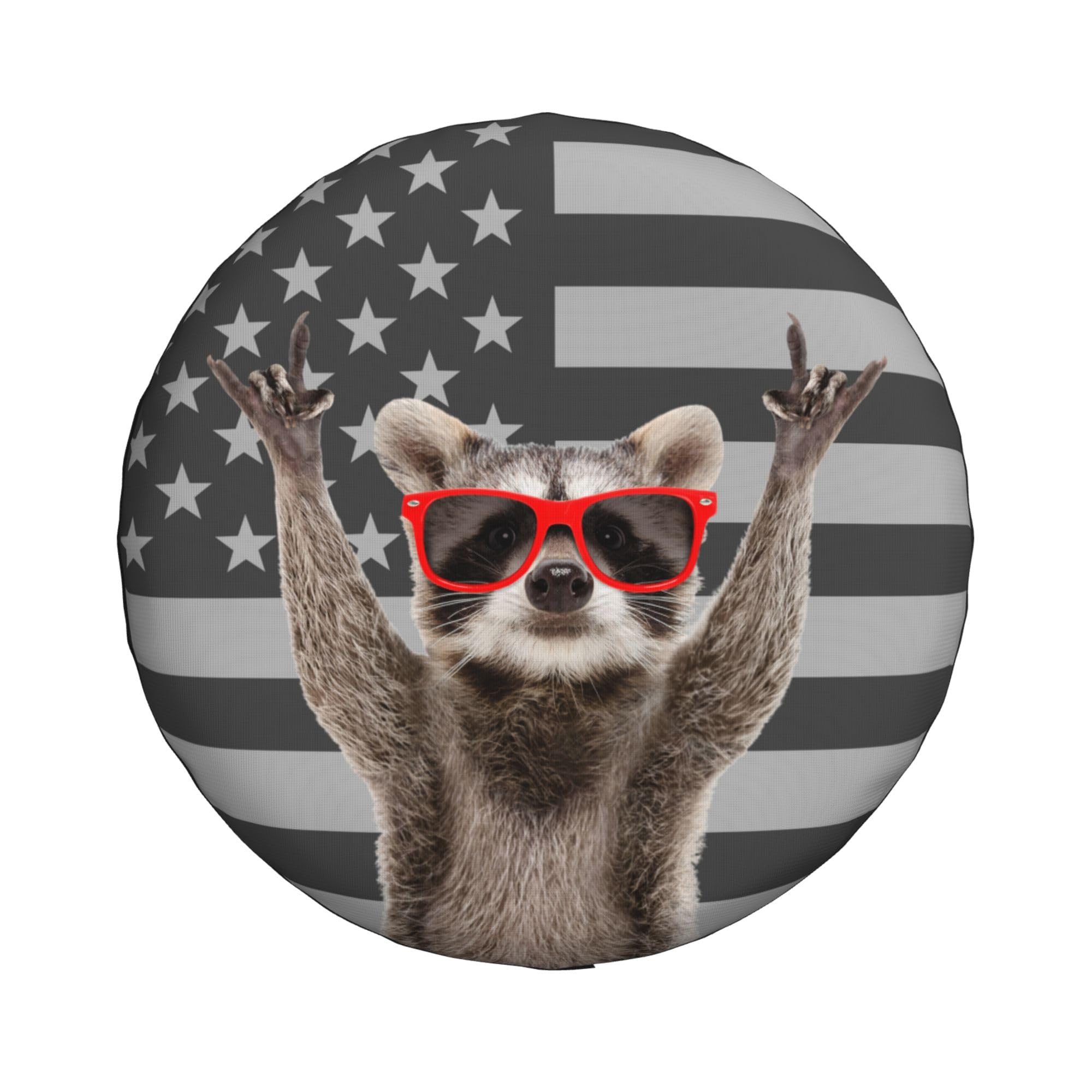 Spare Tire Cover for RV Camper Raccoon American Flag, Weatherproof Universal Wheel Cover for RV Travel Trailer Camper Truck 14inch