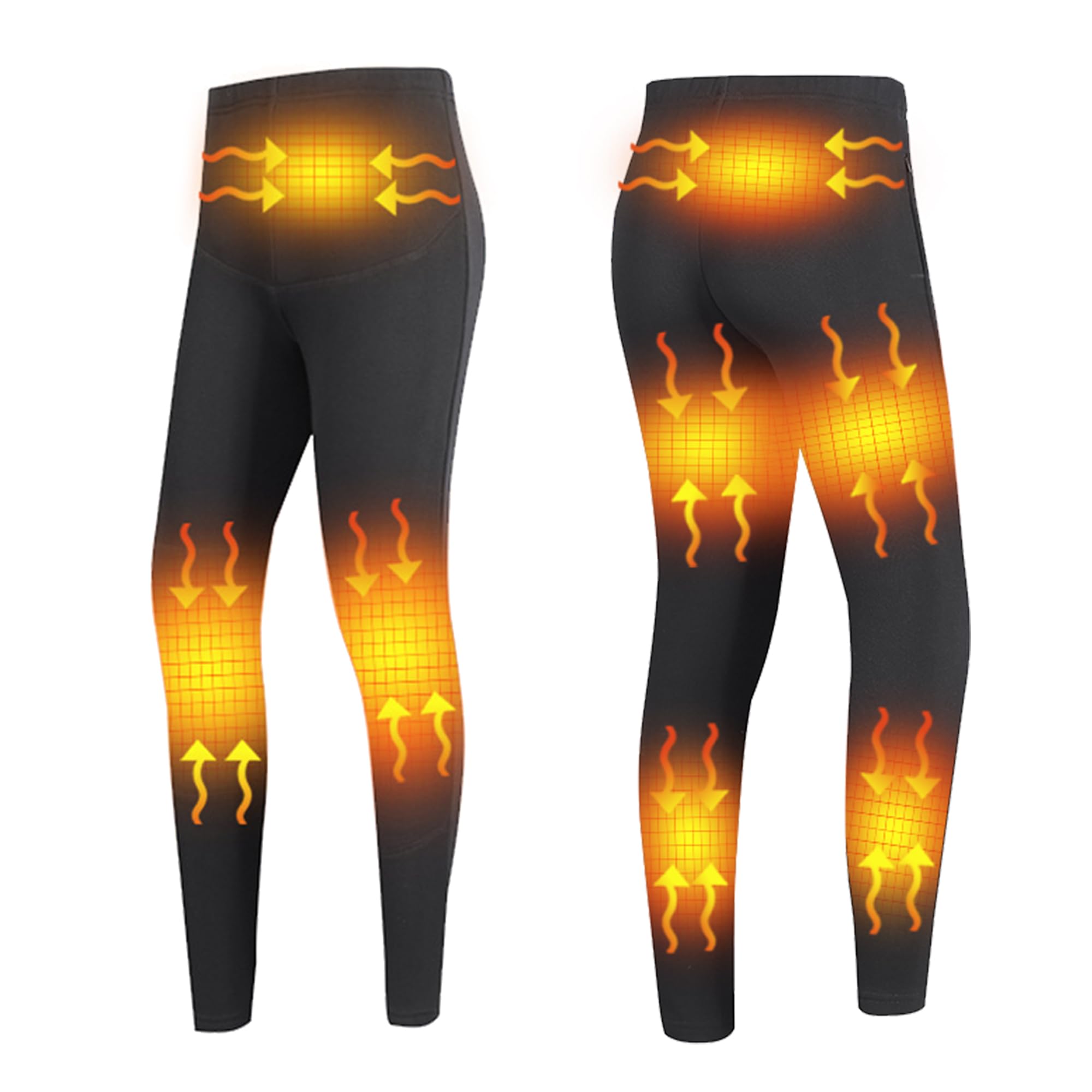 Gueploer Heated Pants for Women, Electric Heating Long Johns 8 Zones Heating Base Layer Legging for Hunting, Skiing,Black,L