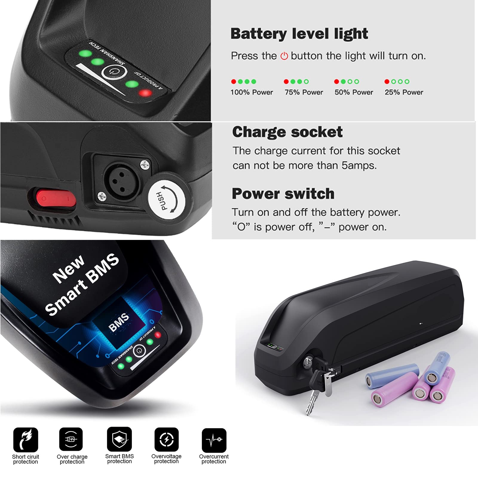 Amazon.co.jp: 36V 48V 電動自転車バッテリー 電動自転車リチウム