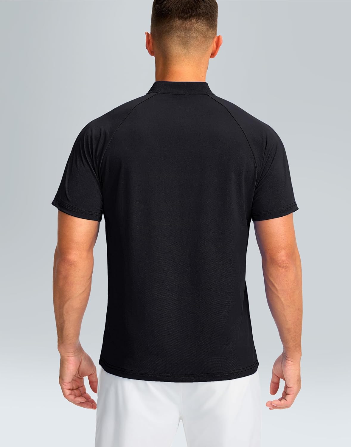 Viodia Mens Golf Shirts Collarless Quick Dry Summer Shirt Casual Short Sleeve Moisture Wicking Polo T Shirts - Image 2