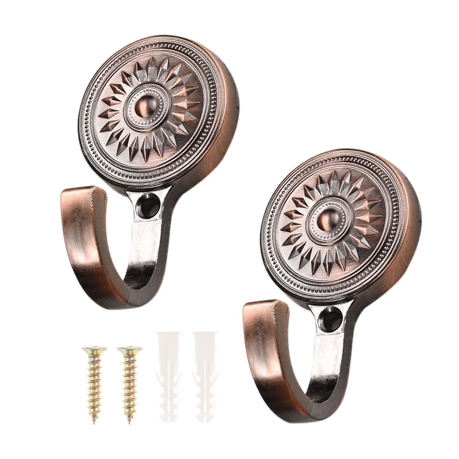 Hicello Antique Copper Curtain TieBack Hooks, 2PCS Curtain Drapery Holdback