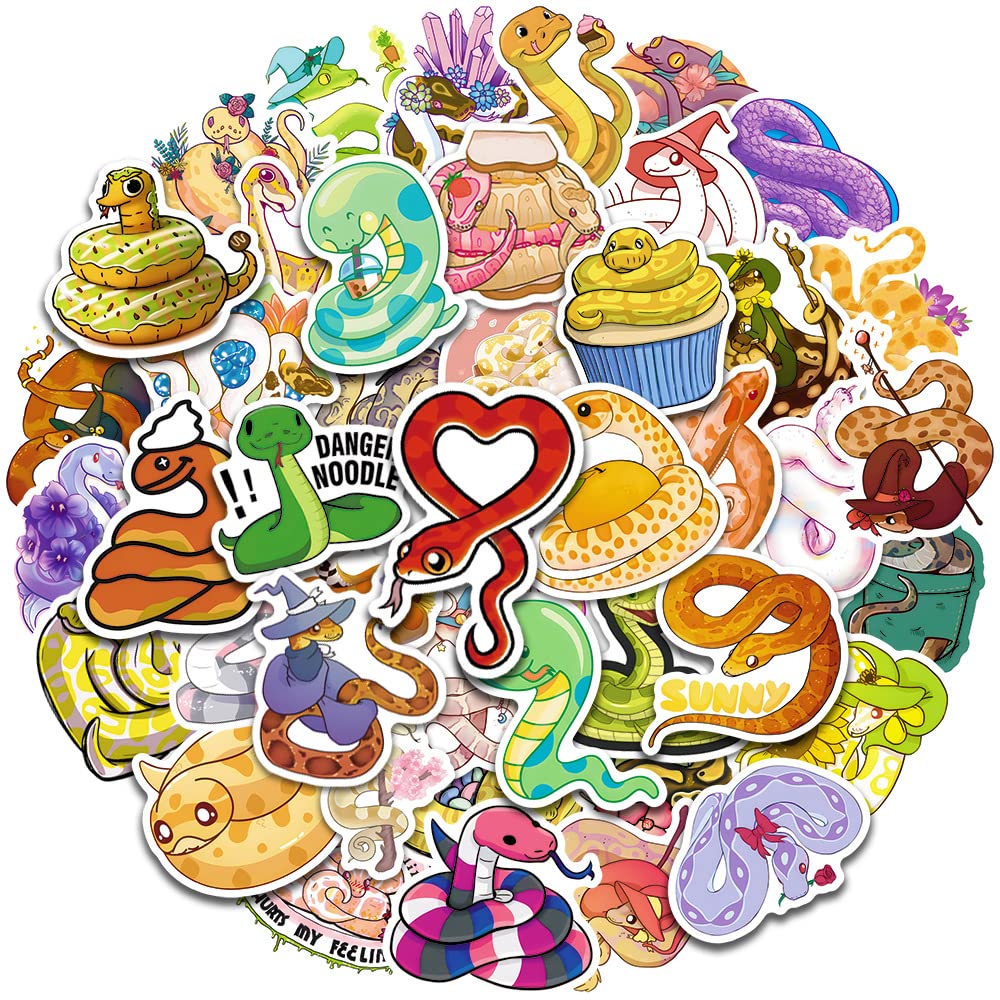 Cartoon Snake Stickers 50pcs,Aesthetic Decoration Water Bottles Vinyl Stickers for Scrapbook,Laptop,Kid,Teen,Girl - Image 2
