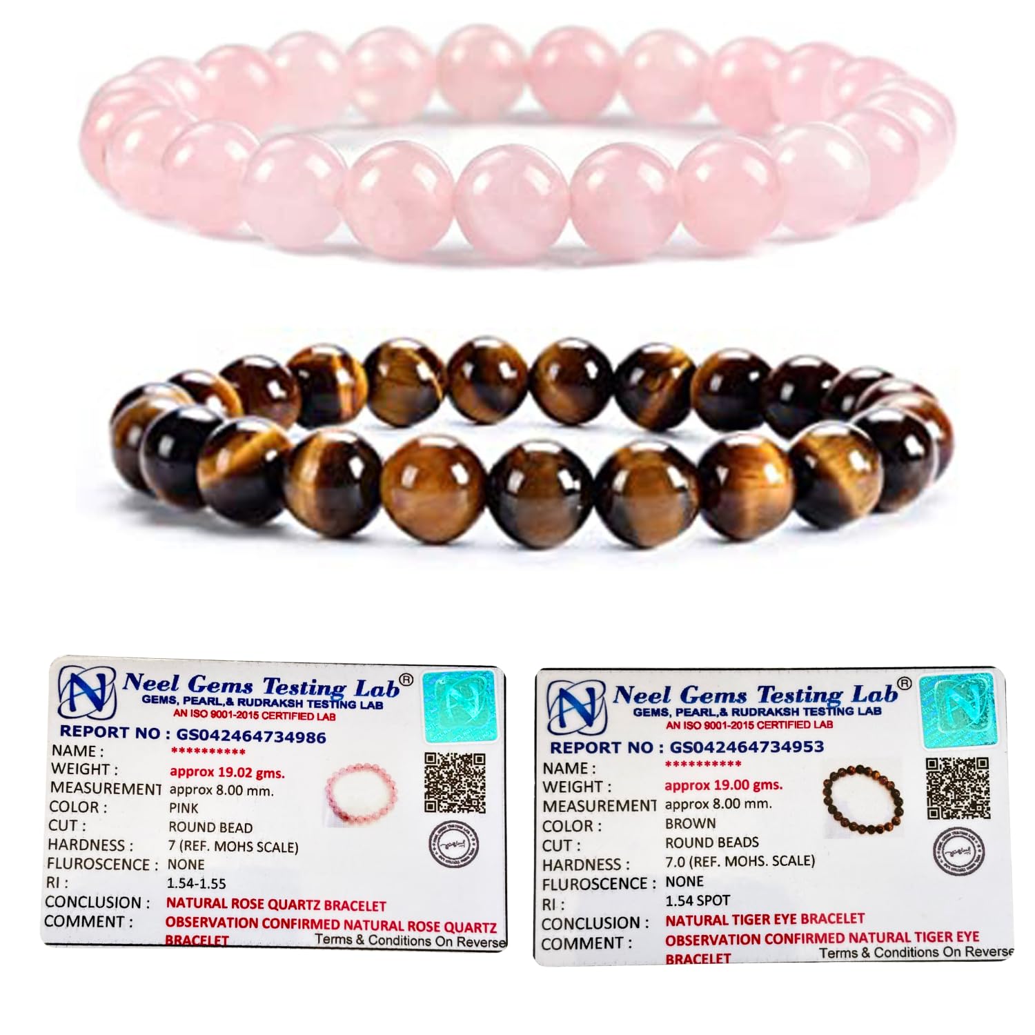 Gemaltic Lab Certified 8MM Natural Stone Beads Bracelet for Men Women Stone Crystal Healing Stretch Beaded Bracelet Unisex Pack of 2 (Rose Quartz & Red Tiger Eye) (B0BBW8P6KW) Amazon Price History, Amazon Price Tracker