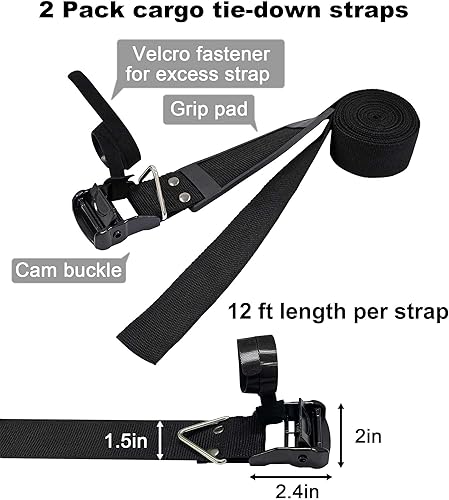 Miniatura 5 de Correas móviles de hombro con correas de amarre de carga - Mueve, levanta, transporta, pestañas y asegura objetos pesados, muebles,