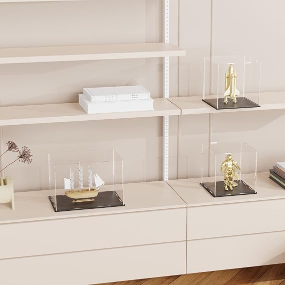 12x8x8 inç şeffaf akrilik vitrin, dikdörtgen akrilik kutu Model araba vitrin, pleksiglas durumda mat siyah standı oyuncaklar için