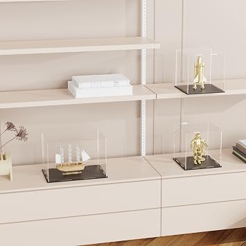 12x8x8 inç şeffaf akrilik vitrin, dikdörtgen akrilik kutu Model araba vitrin, pleksiglas durumda mat siyah standı oyuncaklar için