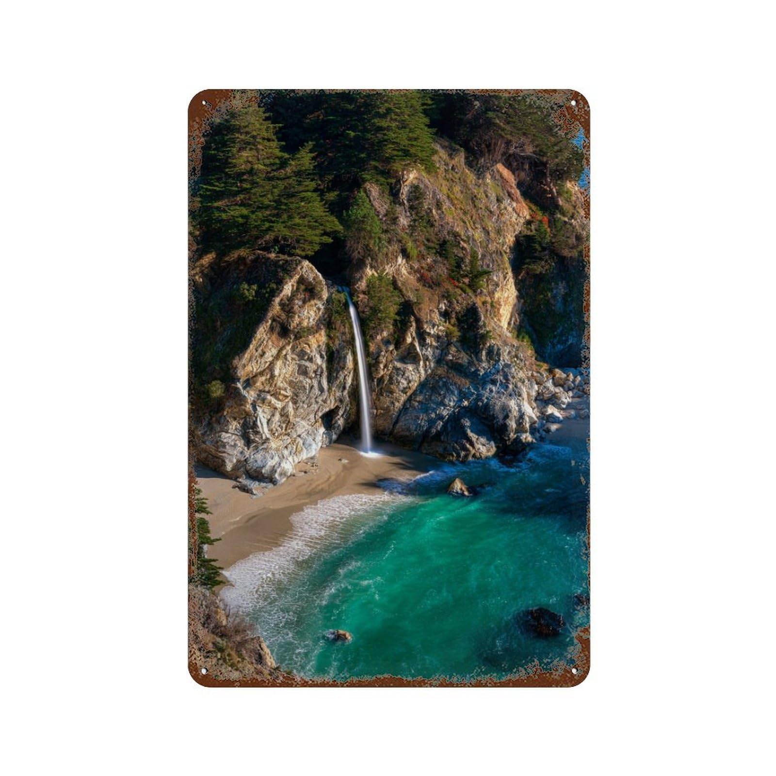 Amazon Rainforest Waterfall Beach -1 11.8"x7.9" Retro Metal Sign, Shabby Chic Decor for Garage, Bar And Workshop Decor