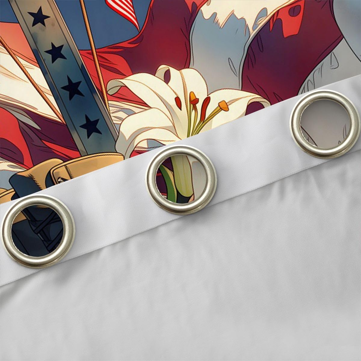 Castle Fairy American Flag Bedroom Curtains Retro Floral Bookshelf Window Drapes for Kids Independence Day Blackout Drapes Window Treatments Grommet Top 42Wx90L Inch 2 Panel Set,Red Brown