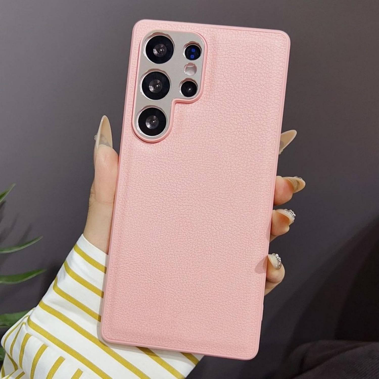 Luxury Leather Texture Phone Case for Samsung Galaxy S25 S24 S23 S22 Plus Ultra Shockproof Camera Protection Matte Cover Bumper(for Galaxy S22 5G/Pink)