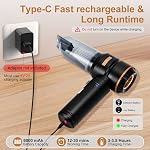 Nettoyeur à vide de voiture portatif sans fil 22000Pa Puissance de l'aspiration cyclonique Blowing Brushless moteur portable rechargeable à main Air Duster/Blower/Pump pour les véhicules Home Carpet Animal Hair Removal (Noir)