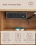 VASAGLE TV Placez-vous avec la station de recharge, pour 65-Inch TV, Centre de divertissement avec LED Lumière, console de 57,9 pouces longue, style transitoire, pour le salon, chambre à coucher, miel brun ULTV560K01