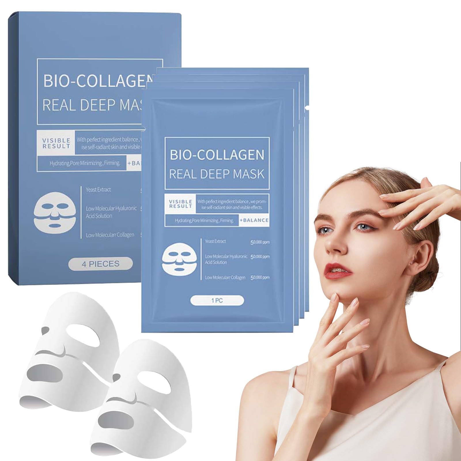 ZRW4 PCS Korean Bio-Collagen Real Deep Mask, Bio Collagen Face Mask Overnight, Bio-Collagen Real Deep Mask, Korean Overnight Face Mask