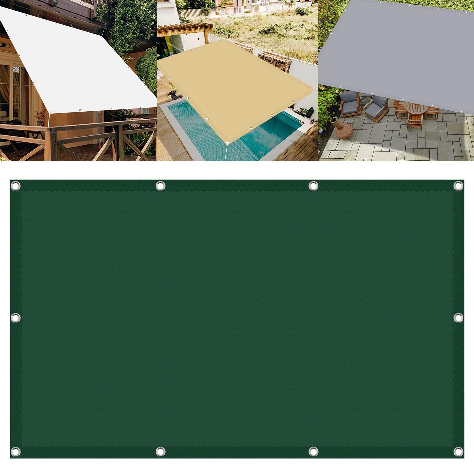 Voile d'ombrage imperméable rectangulaire contre le vent