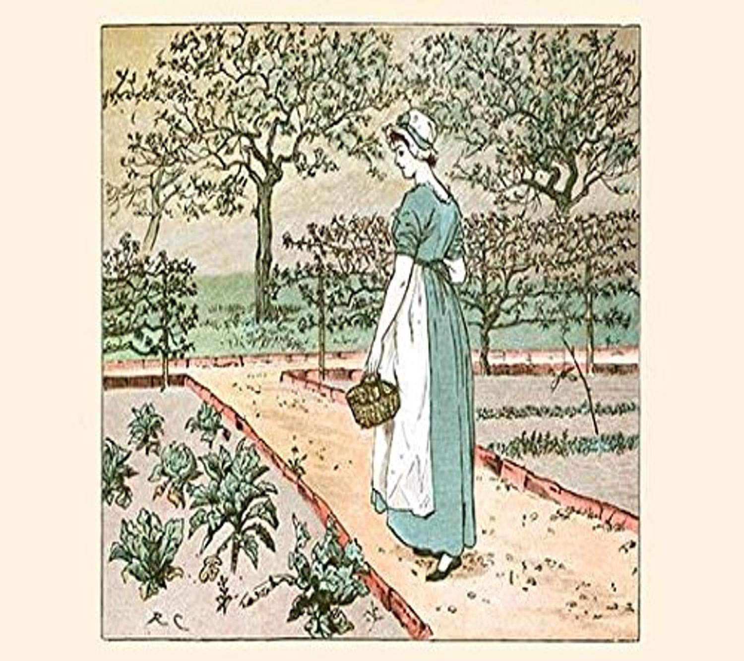 The Great Panjandrum Himself A girl goes into the garden to cut a cabbage leaf to make an apple Pie Poster Print by Randolph Caldecott (18 x 24)