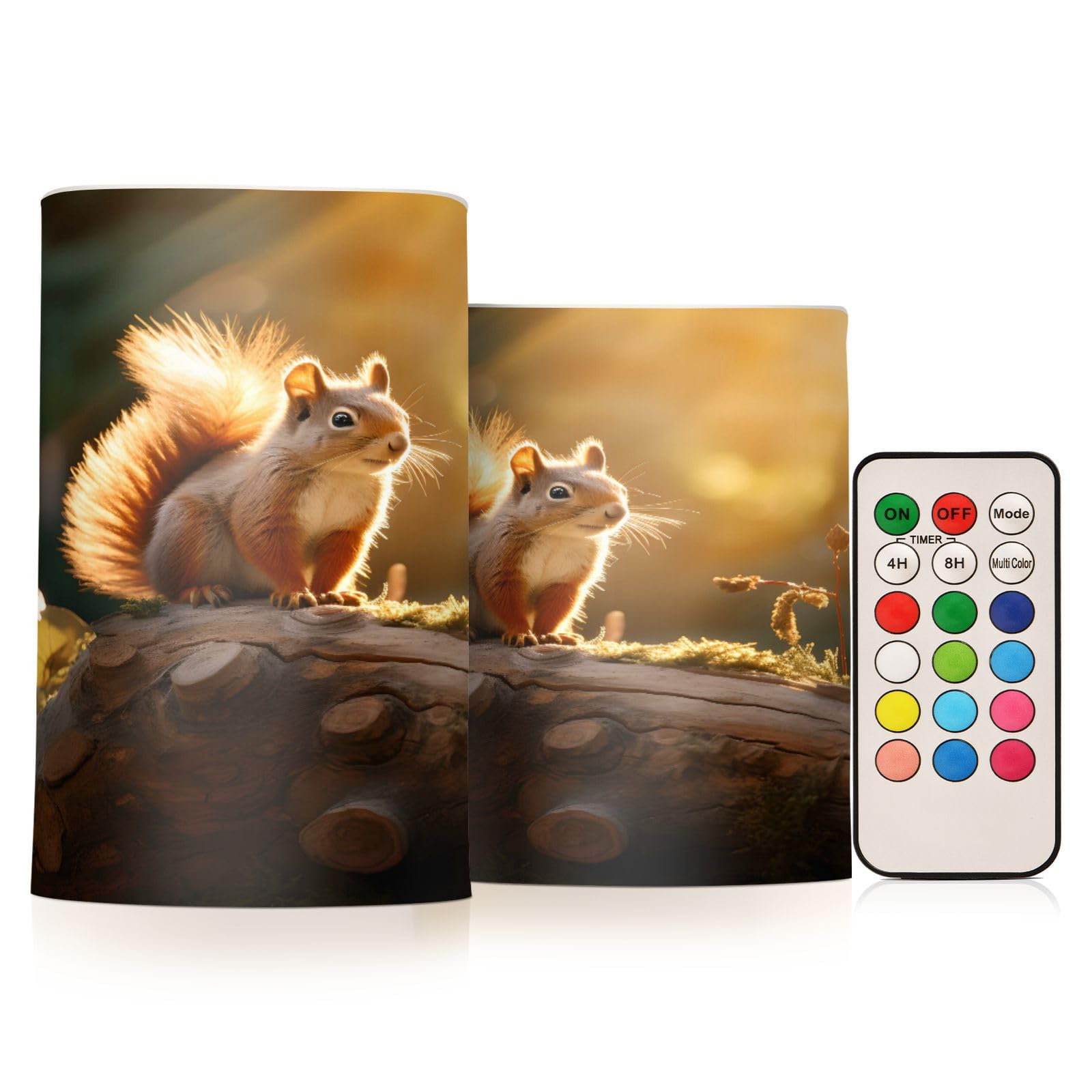 ALAZA Squirrel (3) Flickering Flameless Candles Battery Operated with Remote Timer,Tea Light Candles LED Pillar Votive Candles Set of 2 for Outdoor Indoor Decorations