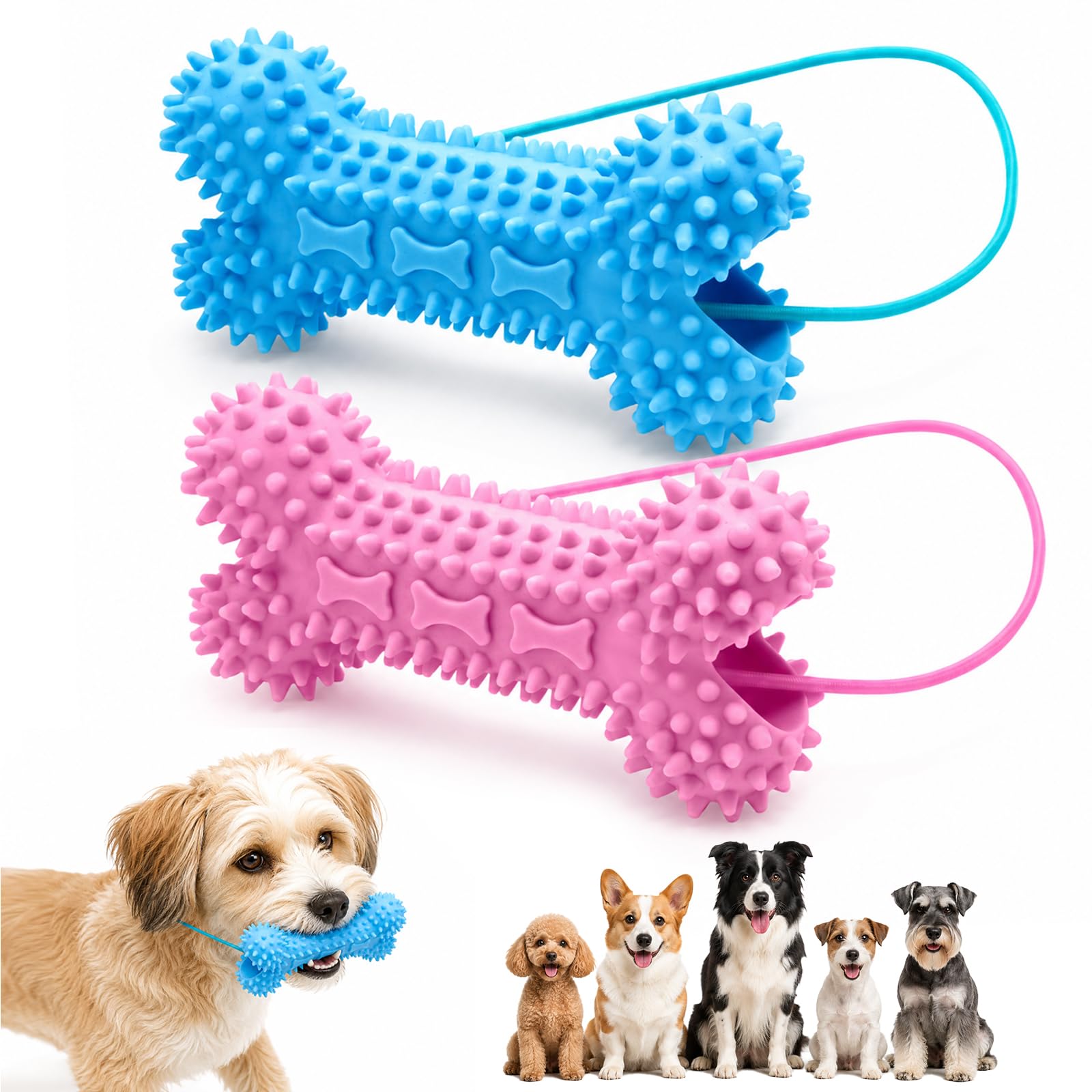 DVDVBOOM Dog Teeth Brushing Toy, Dual-Action Mouth Prop, Interactive Dog Toy for Easier Brushing, Textured Chew Toy for Daily Oral Care, Suitable for Small, Medium & Large Dogs