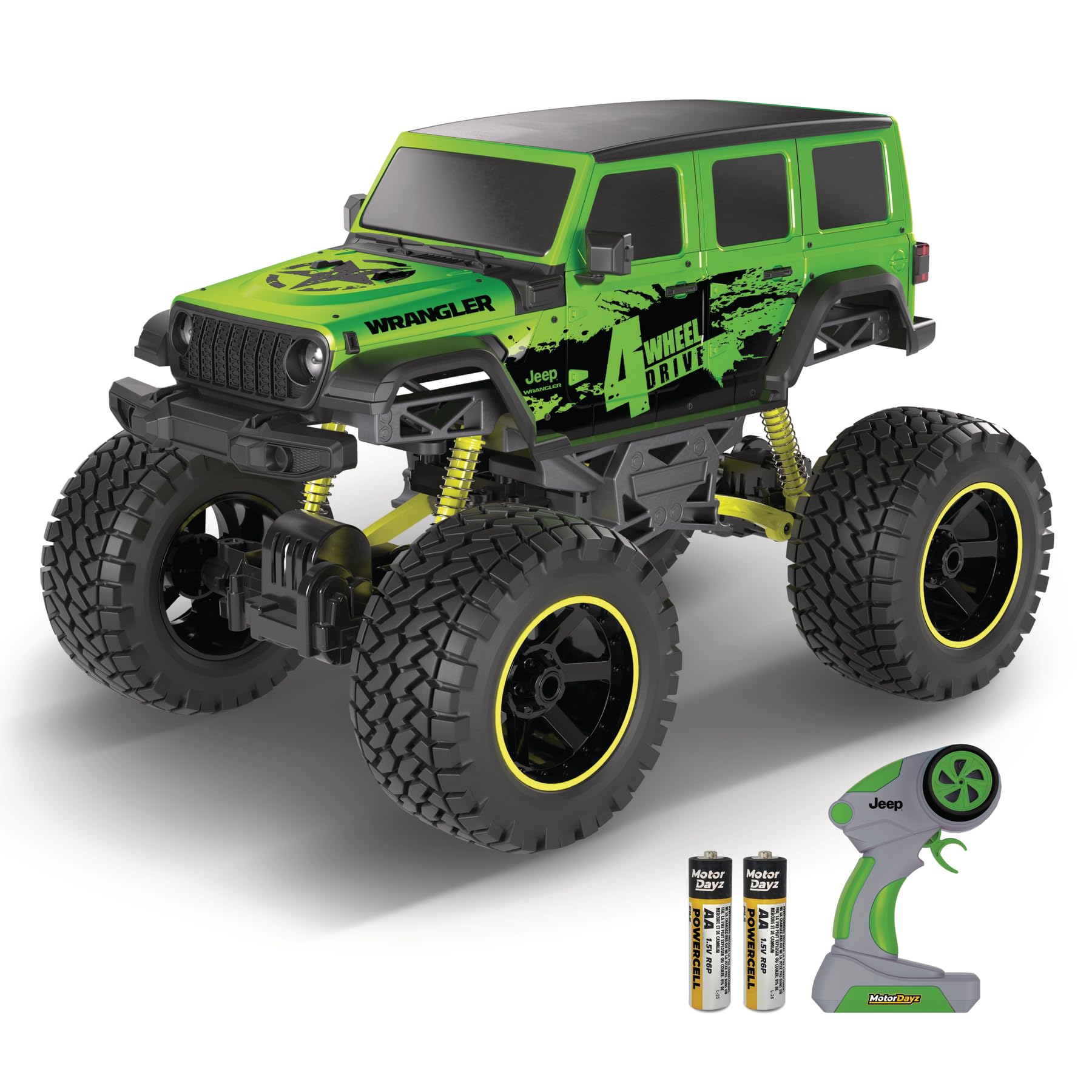 4WD Heavy Metal Remote Control Car Jeep Wrangler RC Truck Toy 1 10 Scale 4-Door Stamped Metal Body