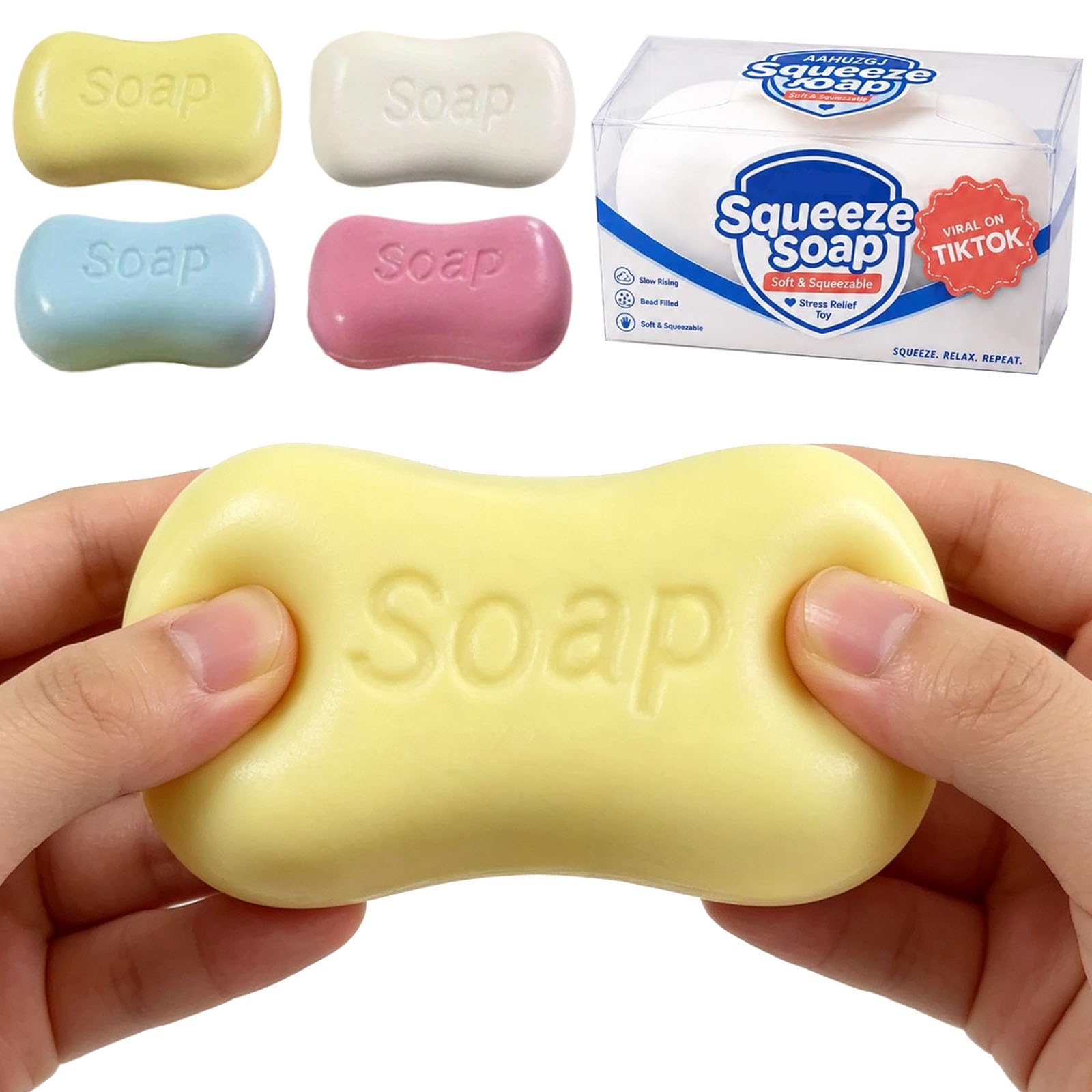 Crunchy Soap Squishy Asmr Stress Ball, Realistic Bar Soap Shape Bead-Filled Crunchy Squishy,Soaps Squeezer Stress Relief Toy,Fidget Toy for Office Desk Anxiety Relief，04#：one-size — image 1