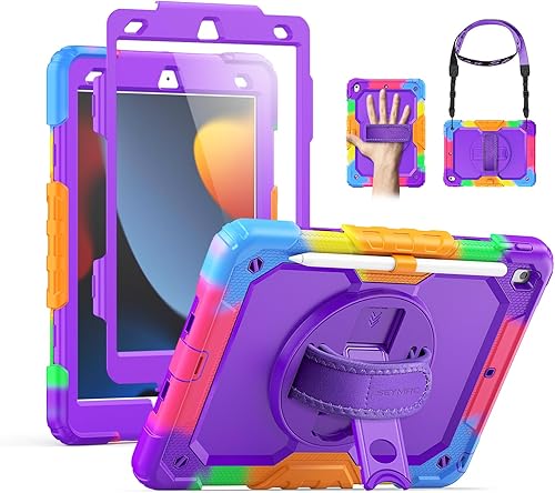 Miniatura 97 de SEYMAC Funda para iPad de 9ª/8ª/7ª generación de 10.2" 2021-2019, funda protectora resistente a prueba de golpes con protector de pantalla, soporte