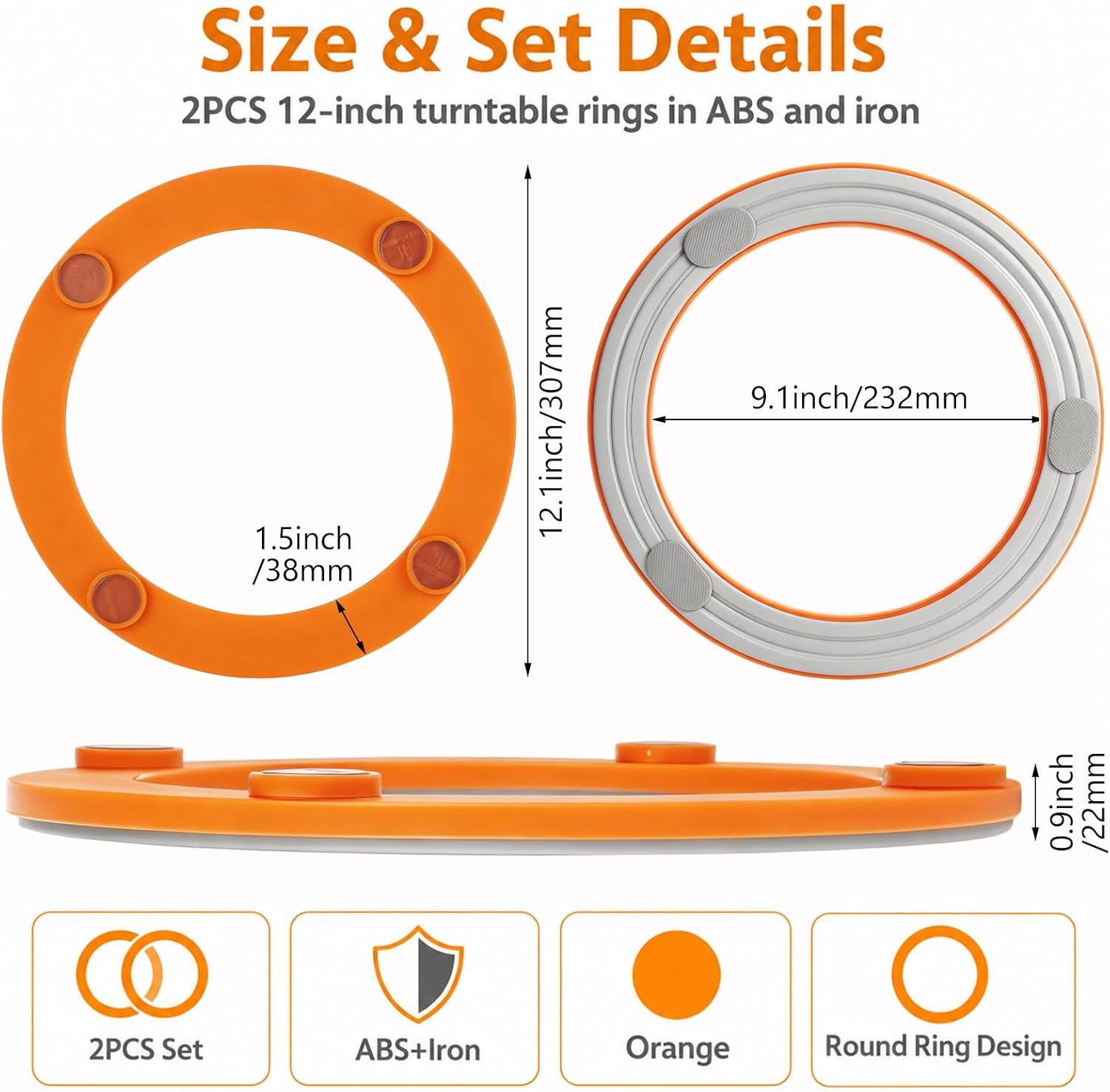 Acrux7 2 PCS Lazy Susan Hardware 12″ Turntable Bearing Ring