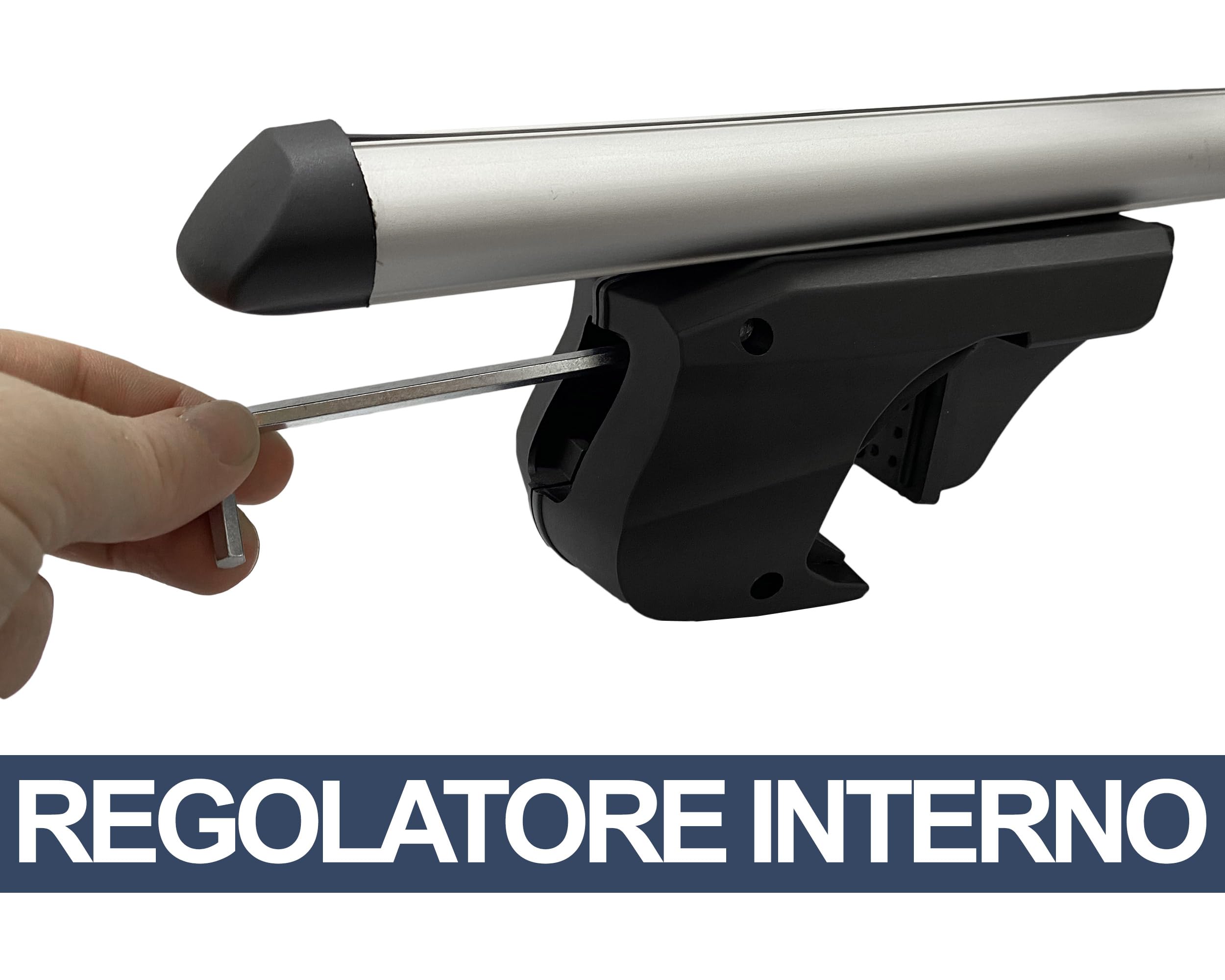 Auto Accessori Lupex - Barre portapacchi universali da 120 cm per tettuccio auto, con serratura antifurto, per binari rialzati con larghezza fino a 105cm - Conf da 2 pezzi, Grigio