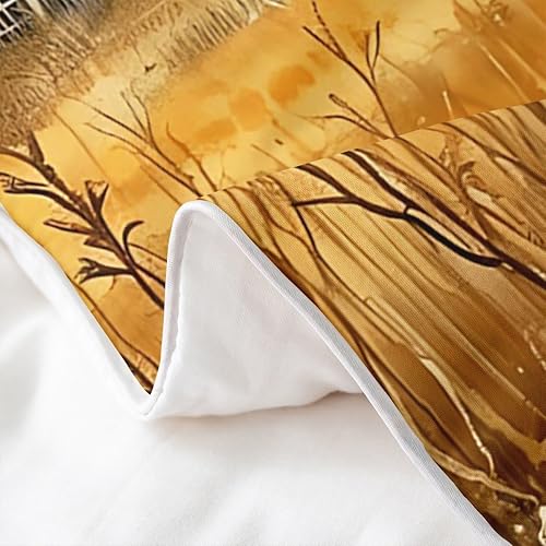 Miniatura 5 de jejeloiu Juego de funda de edredón de algodón para dormitorio, funda de edredón de caza de ciervos, 100% algodón, tamaño matrimonial, decoración de