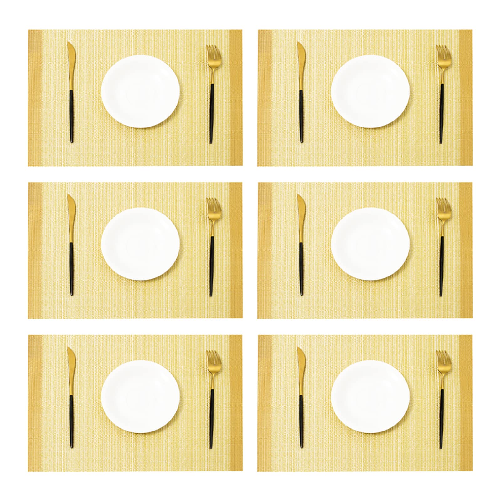 Set de table de cuisine et patio doré lot de 6 pour repas en plein air