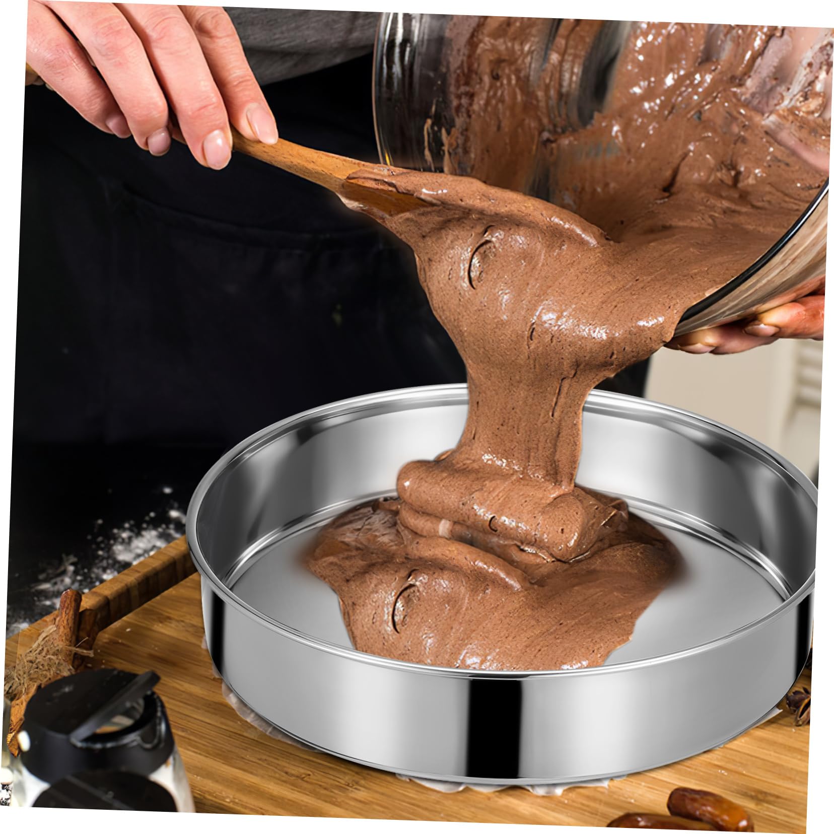 Mobestech 2pièces Lot De Moules à Gâteau Ronds Acier Inoxydable Pour Cuisson Et Service Plats