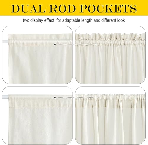 Miniatura 4 de NICETOWN Cortinas de puerta con luz lateral de 40 pulgadas de largo, textura de lino de privacidad, paneles de cortina de puerta francesa