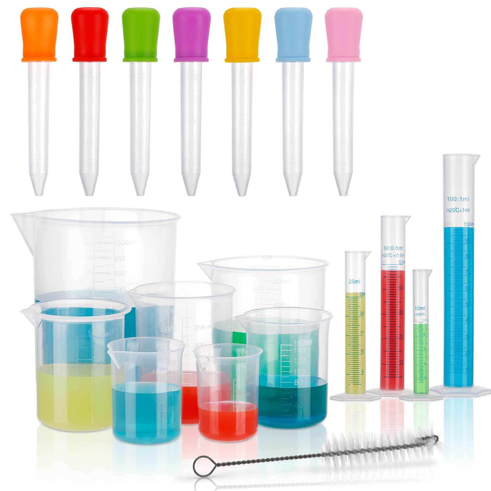 Buy Firtink 19 Pcs Plastic Measuring Cups and Graduated Cylinder Set