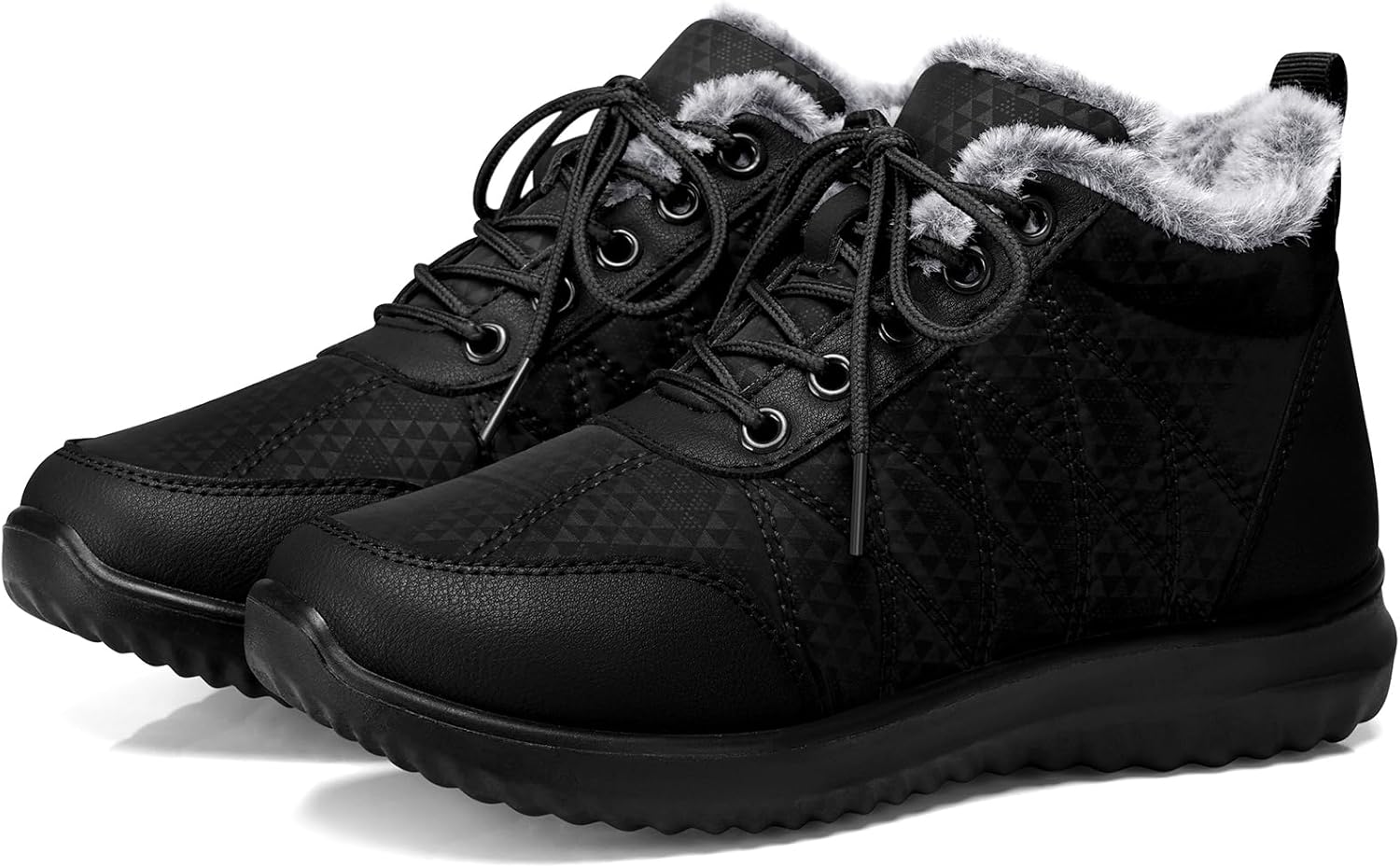 SHIBEVER Snow Boots for Women Winter: Warm Fur Lined Ankle Snow Booties Anti-Slip Waterproof Comfortable Outdoor Winter Shoes