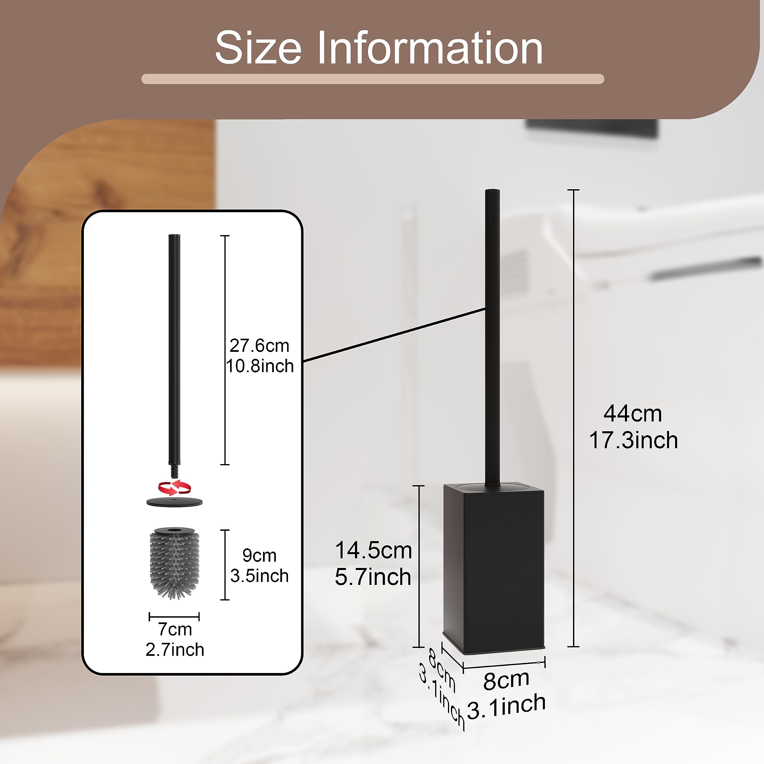bgl Toilettenbürstenhalter, 2 Stück verpackt, Matt schwarz Toilettenbürste, Metall, freistehend