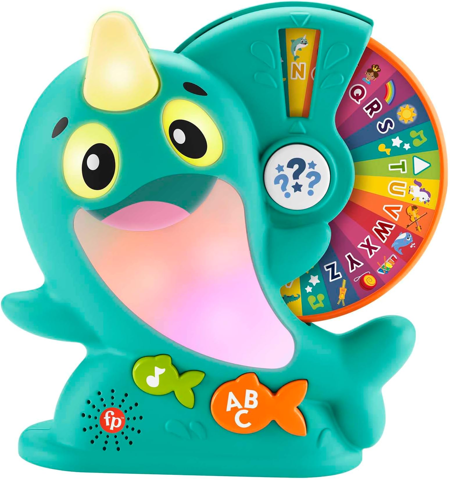 Linkimals Musical Learning Toy for Toddlers with Interactive Lights Music and Educational Games, Learning Narwhal, UK English Version, HRC55