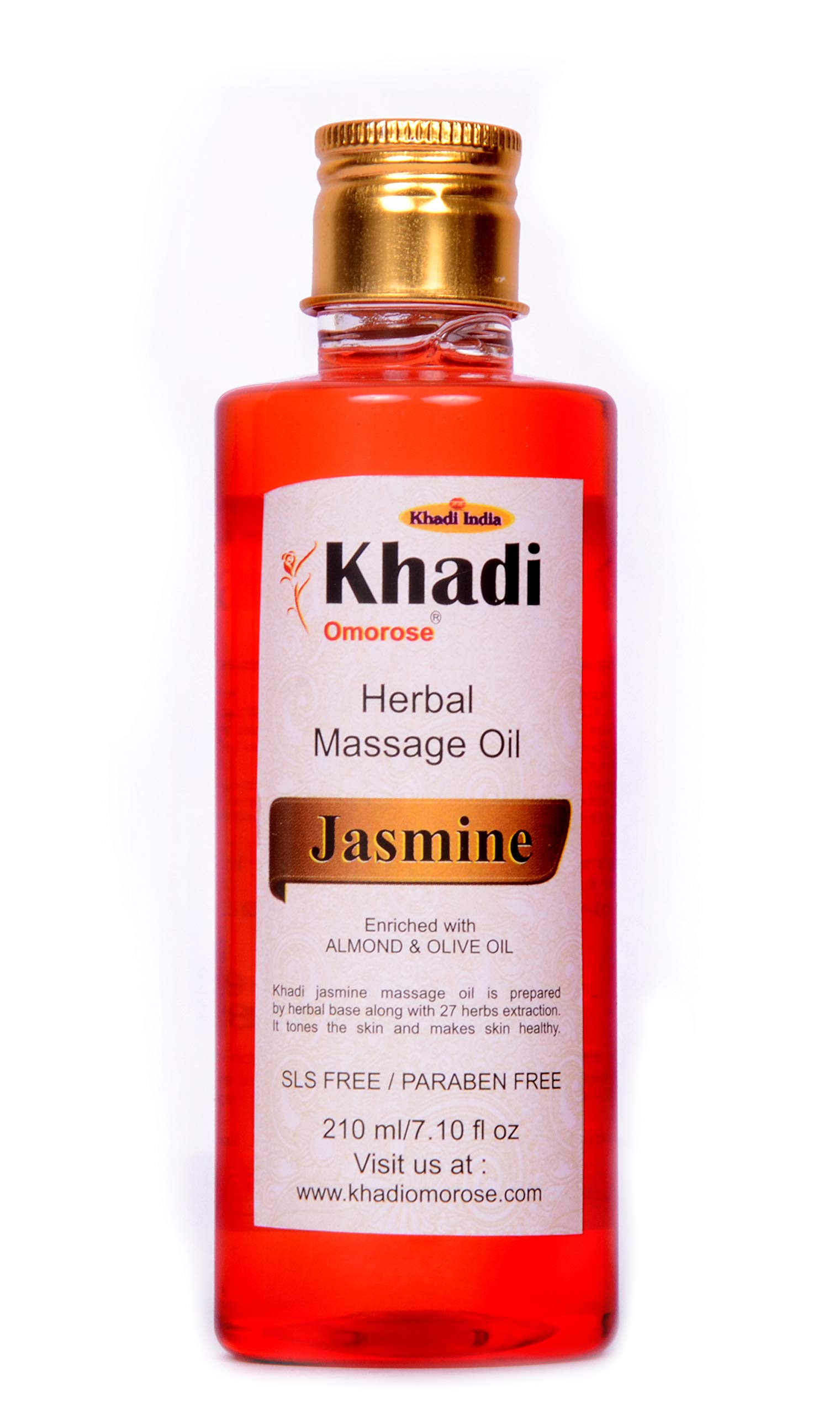 Khadi Omorose Jasmine Massage Oil,210 ml (Almond oil + Olive oil + jojoba oil + sesam oil + Vitamin E oil) Made of 100% Natural oils