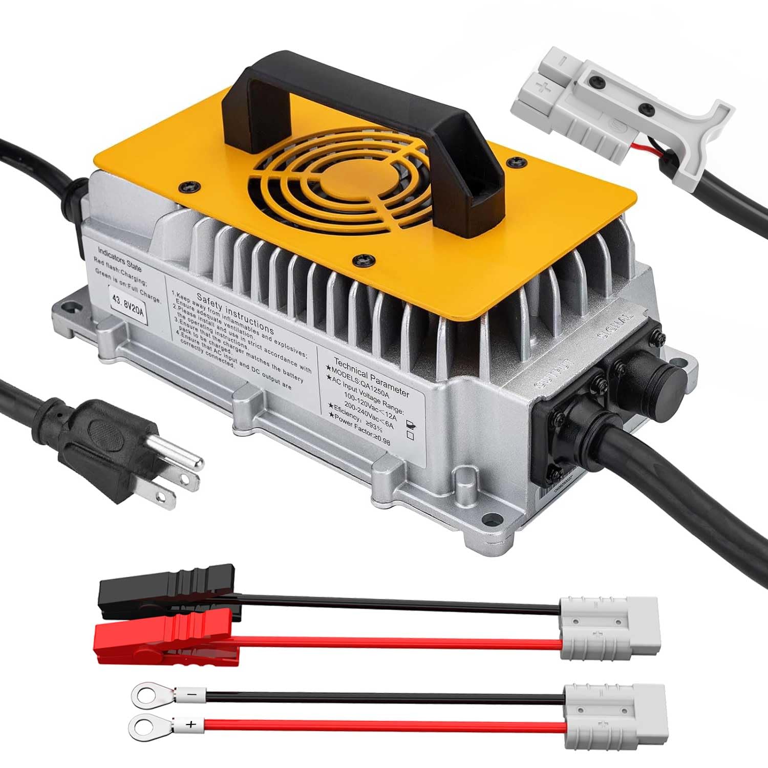 43.8V 20A Lithium Battery Charger for 36V (38.4V) LiFePO4 Battery, IP65 Waterproof, Ideal for Golf Carts, RVs, and 36V Trolling Motors