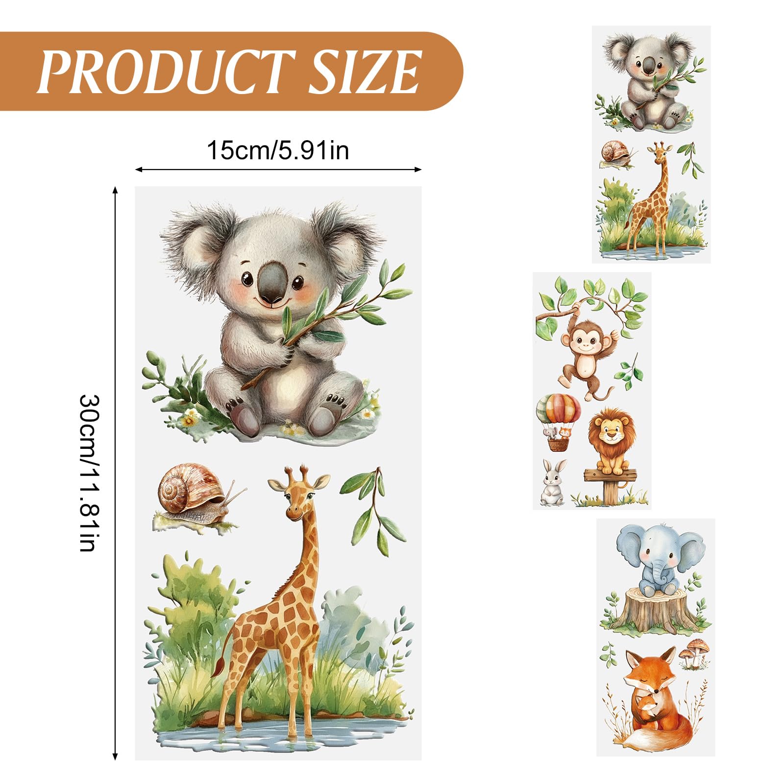 HICOHAND Rub on Transfers Stickers for Crafts 3 Sheets Jungle Animal Theme Furniture Transfers Decor Decals for Glass Porcelain Wood Plastic Photo Albums Bedroom Home Decor - Image 2