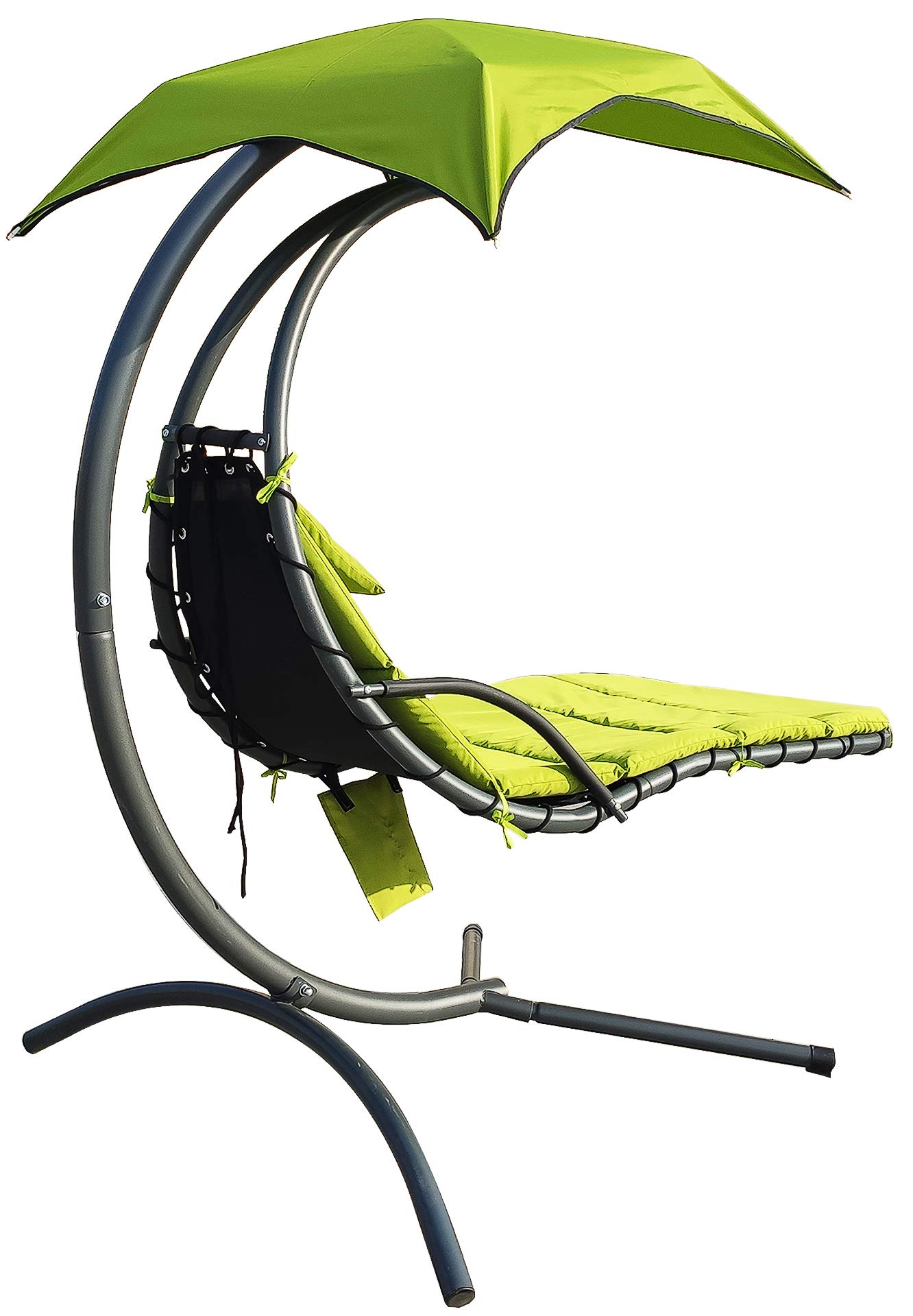 BalanceFrom Chaise Longue à Bascule Incurvée à Suspendre Avec Coussin, Oreiller, Auvent, Support Et Pochette De Rangement, Capacité De 150 Kg