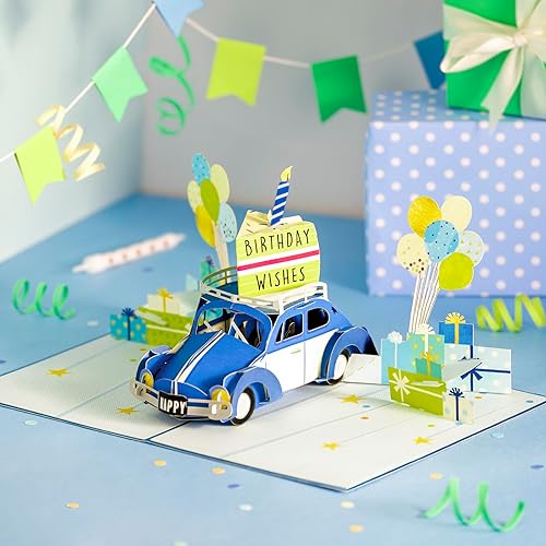 Miniatura 10 de POPWOW Tarjeta desplegable de cumpleaños, Dog Woofy, lindo Golden Retriever con hueso, globo amarillo, pastel, vela, tarjeta de felicitación 3D,