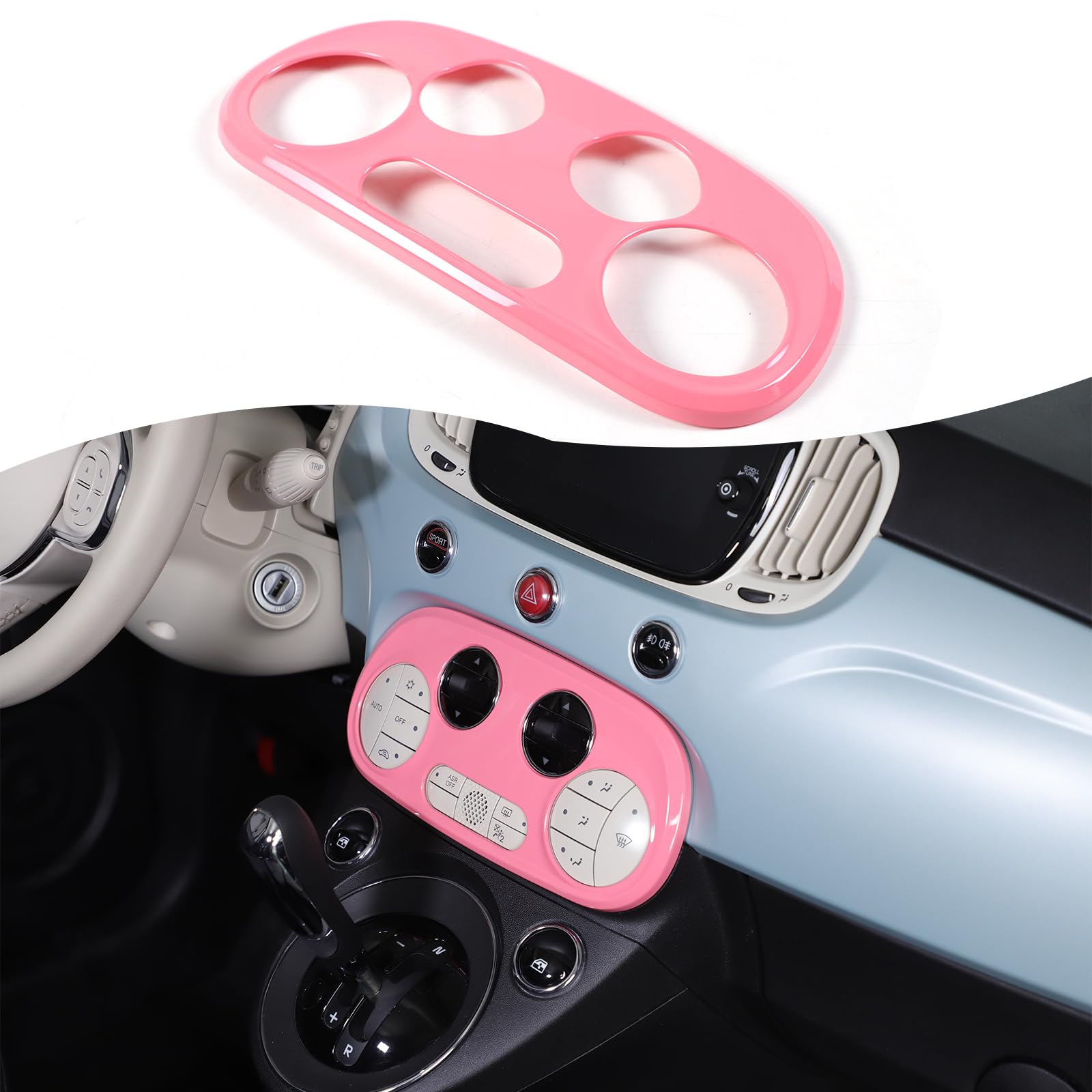 Cornice per console centrale dell'auto, con modalità aria condizionata, compatibile con Fiat 500 2016-2024, telaio di regolazione centrale dell'aria condizionata, accessori interni (fibra di carbonio
