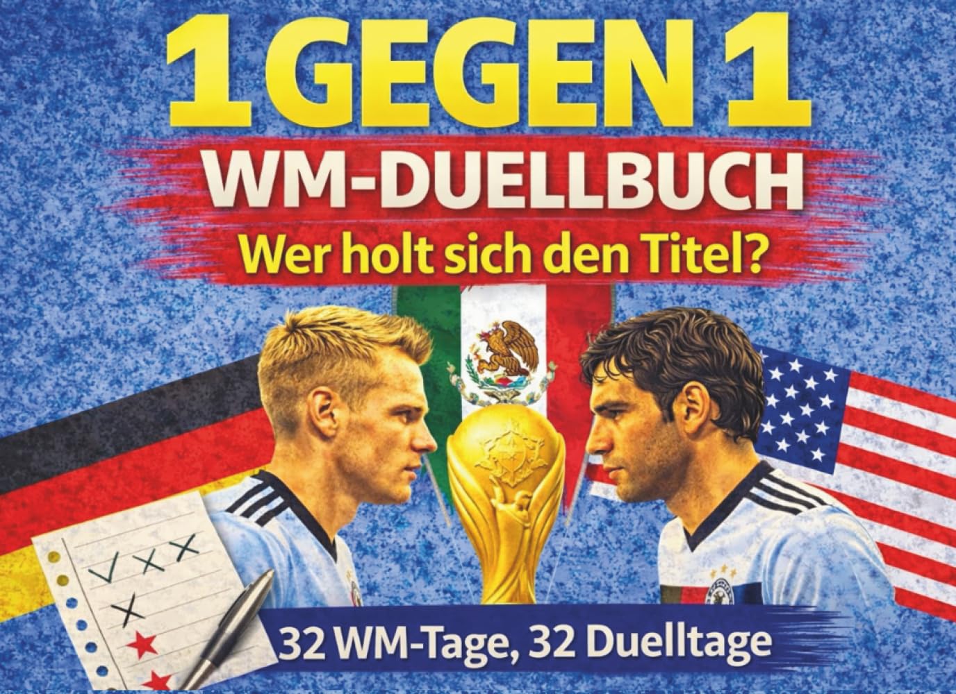 1 gegen 1 WM-Duell-Buch: 32 WM-Spieltage & 32 Duelle - Das WM 2026 Buch | Fußball Weltmeisterschaft 2026 Buch | Das ultimative Geschenk Fußballbuch für die WM