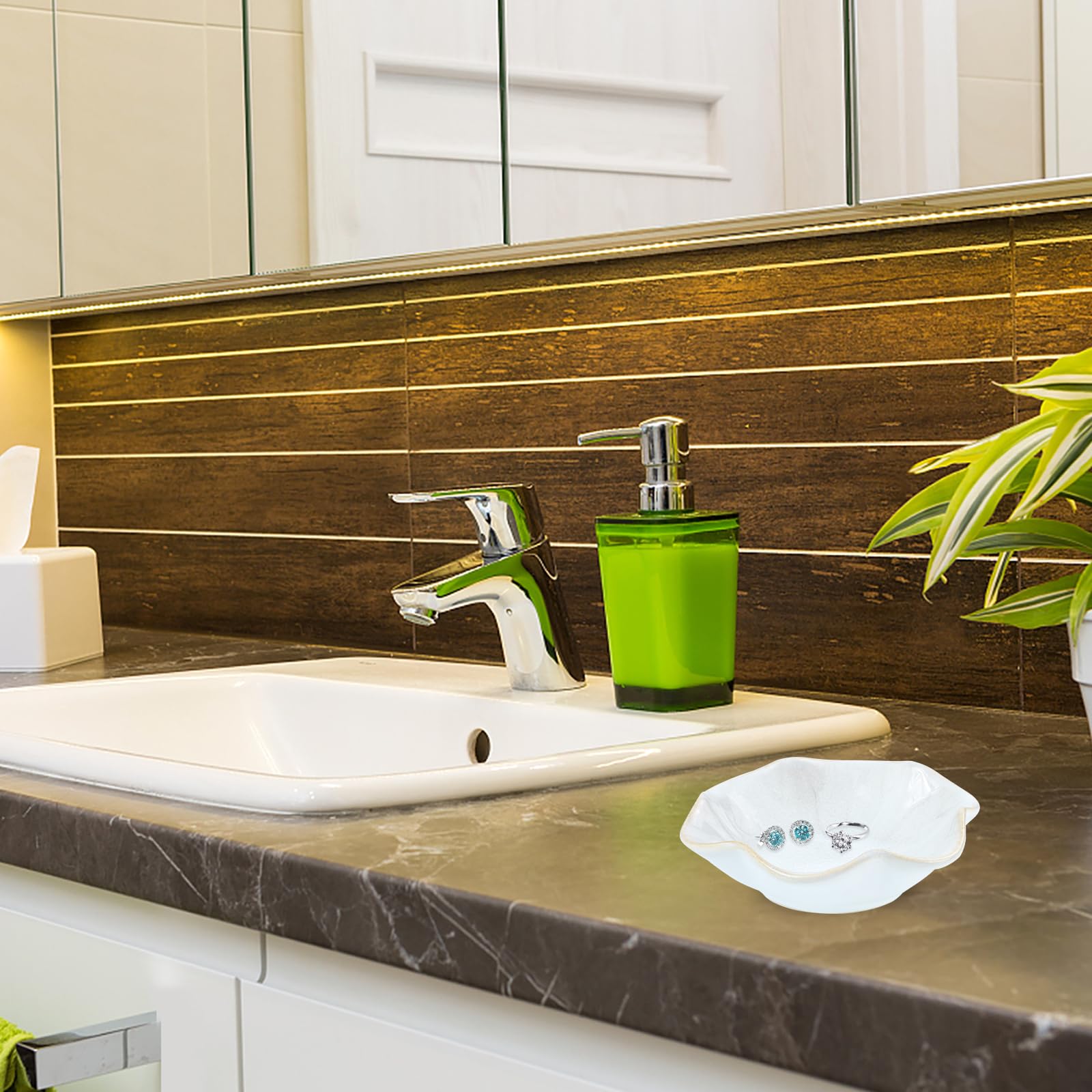 Holibanna Trinket Dish Ceramic Seasoning Dish Lotus Leaf Shaped Sauce Condiment Sushi Soy Dipping Bowl White Snack Serving Dish for Wedding Jewelry Holder Dresser Display Plate Trinket Tray